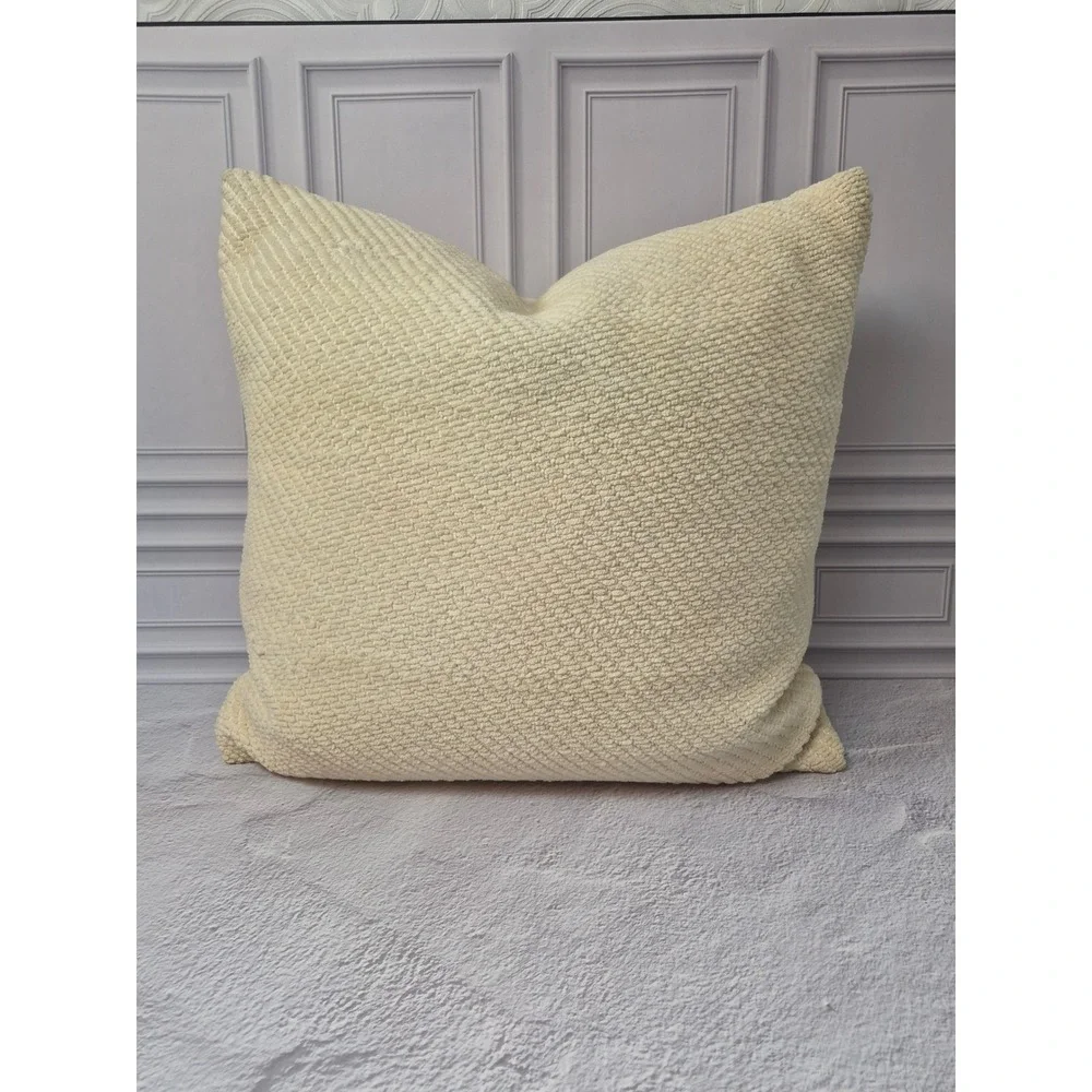 Pottery Barn Textured Coton 20x20 Throw Pillows Set of 2 Cream Woven Down Insert
